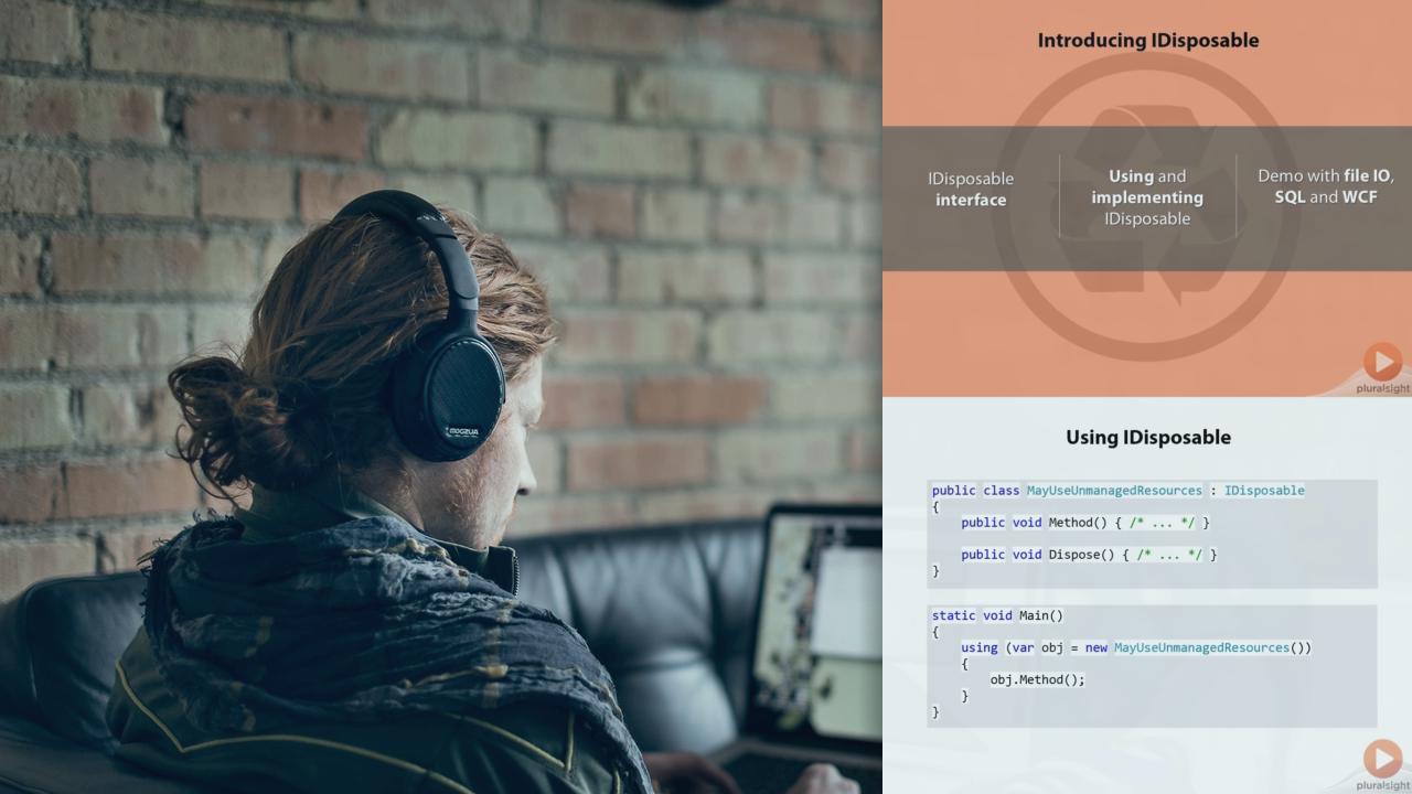 IDisposable Best Practices for C# Developers from Pluralsight | Course by Edvicer