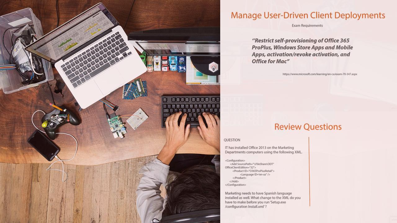 Enabling Office 365 (70-347) Manage Clients and End-user Devices from Pluralsight | Course by Edvicer